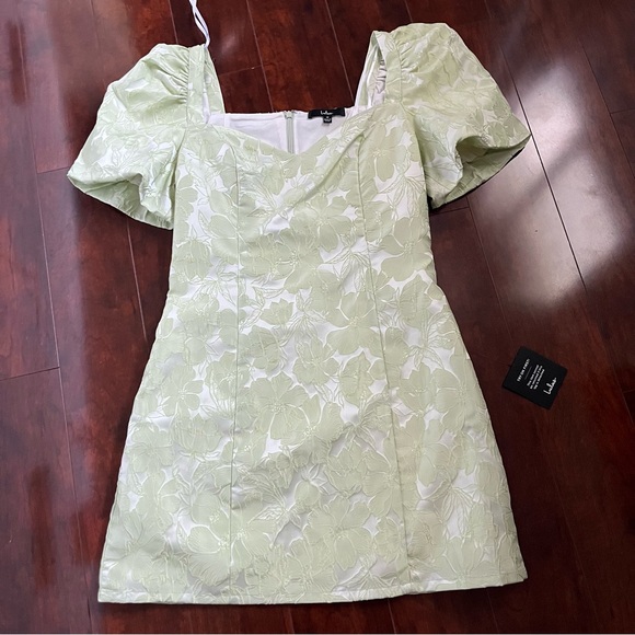 Lulu's Light Green Floral Mini Dress - Picture 1 of 12